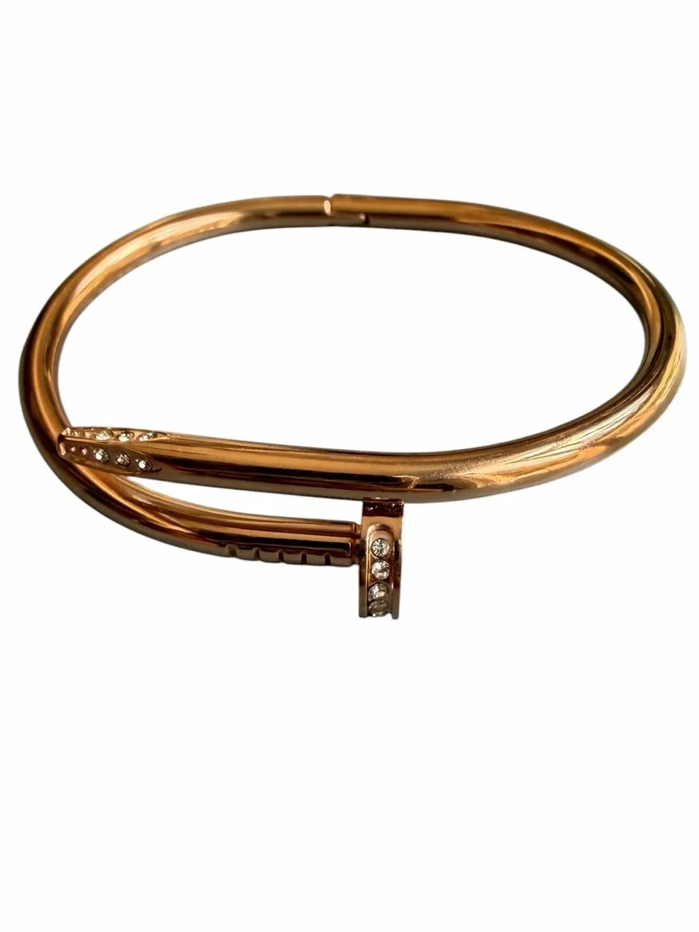 Rose Gold Crystal Nail Bangle Bracelet